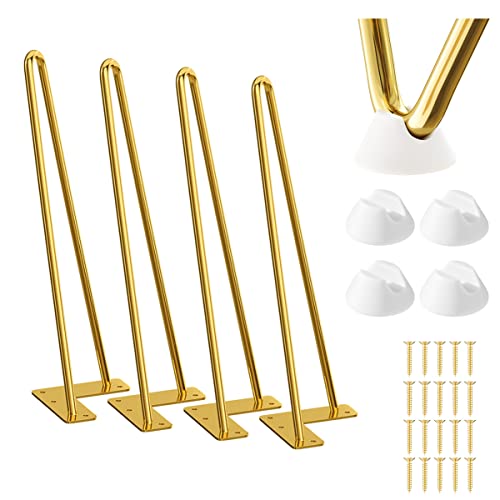 SMARTSTANDARD 12 Inch Hairpin Furniture Legs, Gold Set of 4PCS - color: Gold, size: 12 Inch