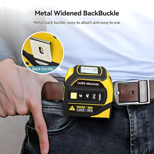 4-in-1 Digital Tape Measure with Laser, 16FT Measuring Tape, 328FT Laser