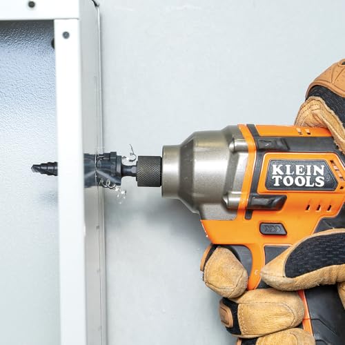 Klein Tools QRST14 Step Drill Bit, Quick Release, Spiral Double-Fluted, 3/16 to 7/8-Inch, Hex Shank, Cut Steel, Wood, Plastic, Aluminum - size: 3/16 to 7/8-Inch, style: Quick Release