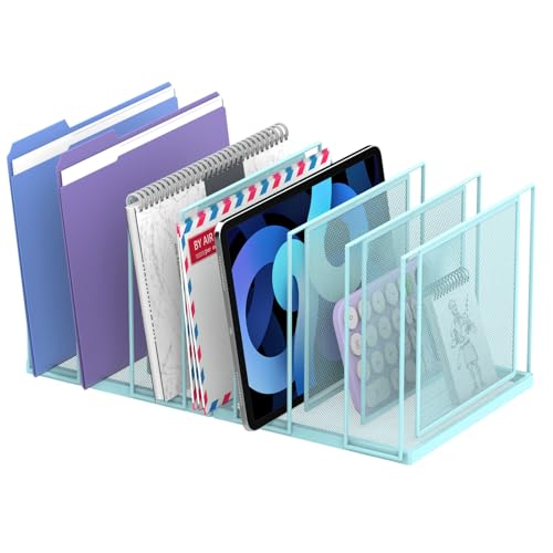File Organizer for Desk, 7-Section Vertical File Sorter, Paper Holder Organizer Standing Metal File Folder for Office Home Classroom, Blue - color: Blue, size: 1 Pack 7-Section