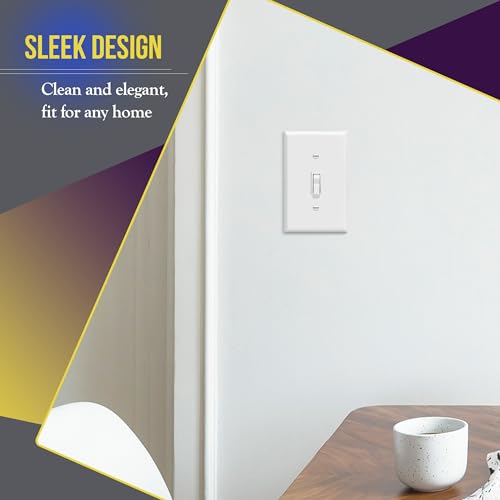 ENERLITES Toggle Light Switch Wall Plate, Gloss Finish, Size 1-Gang 4.50" x 2.76", Unbreakable Polycarbonate Thermoplastic, 8811-W, White - color: White, size: 1 Pack