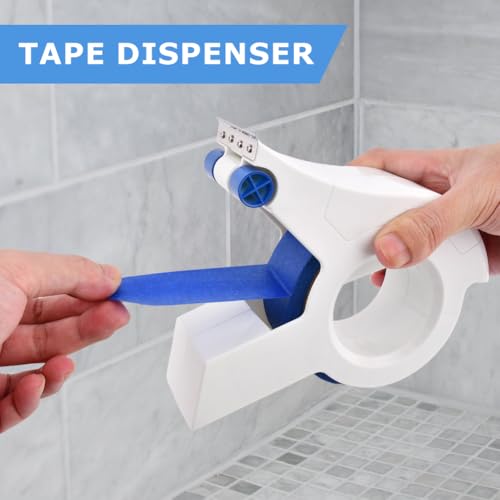 Masking Paint Tape Dispenser, Portable Paint Tape Applicator for Trim, Easy to Grip Rounded Handles and Accurate Tape Application, Saves Time Compact Design for On The Go Usage(White)