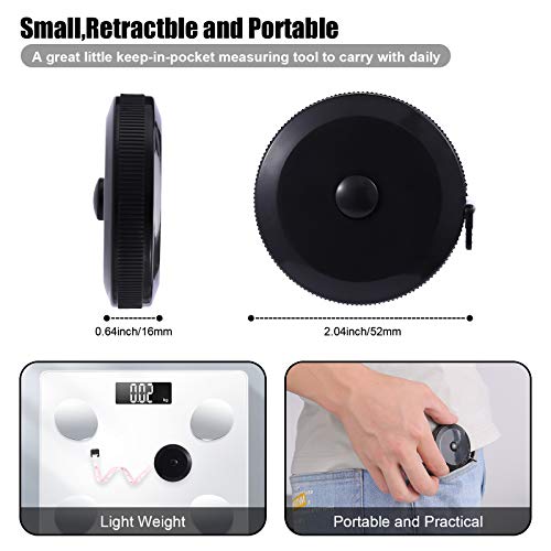 Tape Measure Body Measuring Tape, Retractable 60 Inch Soft Mini Measuring Tape, Small Sewing Fabric Tape Ruler for Cloth Waist Medical Nursing Craft(3 Pack/Black) - color: Black Black Belt