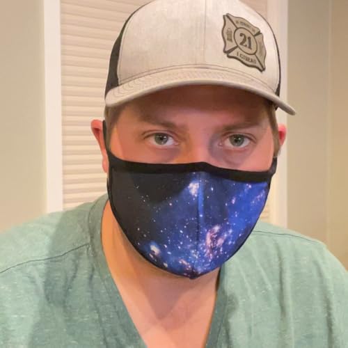 Cloth Face Mask for Women, Men - Reusable Fabric Masks with Nose Wire - color: 3 Pack Blue Galaxy