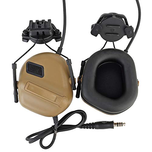 ATAIRSOFT Tactical Airsoft Headset with Microphone Waterproof Hunting Shooting Headphones Earmuff No Noise Reduction Function - color: Tan