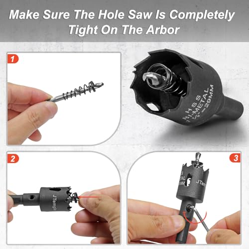 1-1/8 Inch Hole Saw with 9.1mm Triangle Shank Arbor, JTemgle Bi-Metal Hole Saw Heavy Duty Hole Cutting Tool for Cornhole Boards, Recessed Lights, Wood, Plastic, Drywall & Soft Metal - size: 1-1/8"