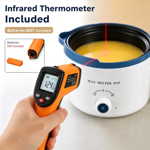 KQU Electric Wax Melting Pot with Non-Touch Thermometer(Without Battery) - size: Wax Melting Pot Kit 7pcs