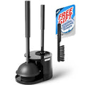 FORASTO 3in1 Toilet Plunger and Brush Set - Home Bathroom Cleaning Tools - color: Bright Black, size: 1Pack