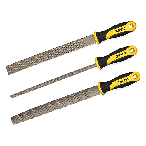 TARIST 3-Piece 8" Wood Rasp File Set, Includes Flat/Half-Round/Round. For Woodworking & Sharping Wood - style: Wood File - 3 pcs