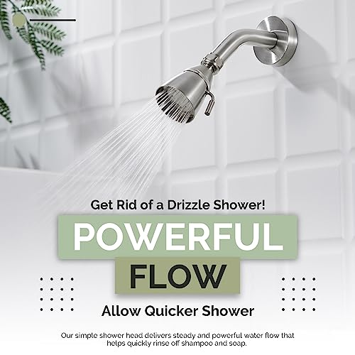 Angle Simple Shower Head High Flow, Brass Shower Sprayer, Brushed Nickel - color: Brushed Nickel