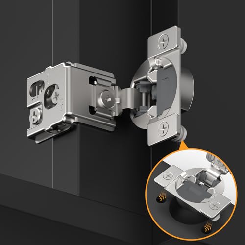 Chibery 4 Pack 1-1/2" Overlay 3D Soft Close Concealed Kitchen Cabinet Hinge for Face Frame Door, Pre-Assembled Easy-on Dowels, Self Closing Hidden Satin Nickel, 105° Open Concealed Stainless Steel - size: 1-1/2 inch Overlay