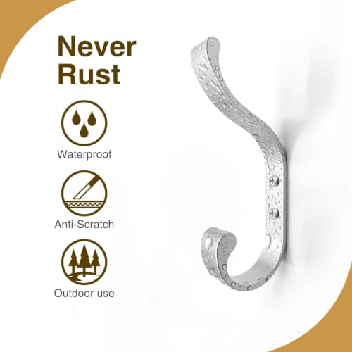 Coat Hooks Wall Mount,Heavy Duty Wall Hooks for Backpack,Towel,Silver 6 Pcs - color: Silver, size: 6 Pack