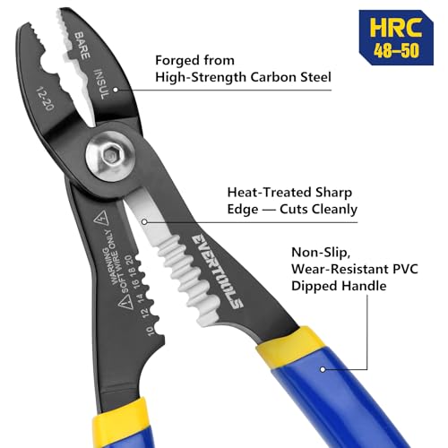 4-in-1 Wire Stripper and Crimping Pliers for Clamping, Cutting and Stripping, Compact Multifunction Tool for 10–20 AWG Wires