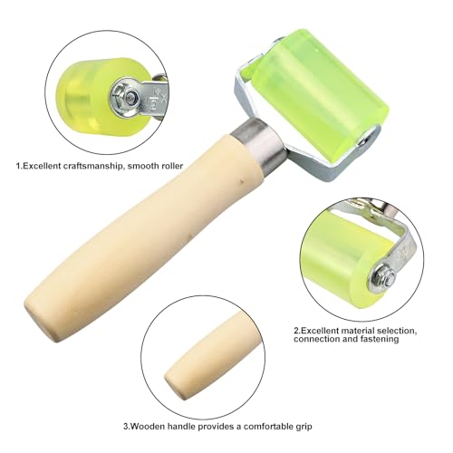 Heran Bearings Equipped Automotive Car Audio Sound Deadening Application Wheel Roller, Heat Abatement Mat Wallpaper PU Smoothing Tool Seam Rollers, Easy to Use
