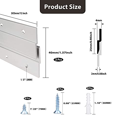 French Cleat Picture Hanger 12 Inch Aluminum Z Hanger 2 Pairs - size: 12inch-2Pairs, style: Standard thick