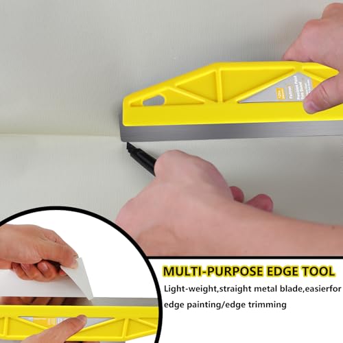 12-Inch Paint Edger & Trim Guard, Stainless Steel Straight Edge Tool - color: Yellow