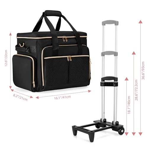 Rolling Teacher Bag with Wheels, Teacher Tote Bag Fits 15.6" Laptop - color: Black