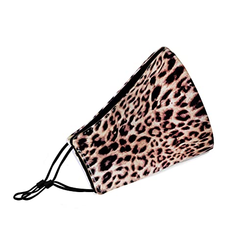 Washable Face Mask with Adjustable Ear Loops & Nose Wire - 3 Layers, Made in USA - color: Leopard Pattern
