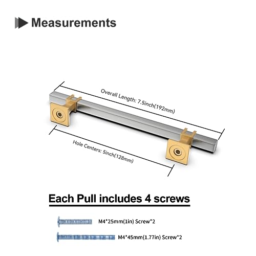 10 Pack 5 Inch Cabinet Pulls Brushed Nickel and Gold Cabinet Handles, Silver and Gold Dresser Drawer Pulls Brushed Nickel Kitchen Hardware - color: Brushed Nickel & Matte Gold, size: 5 inch (128mm) Hole Center Pull