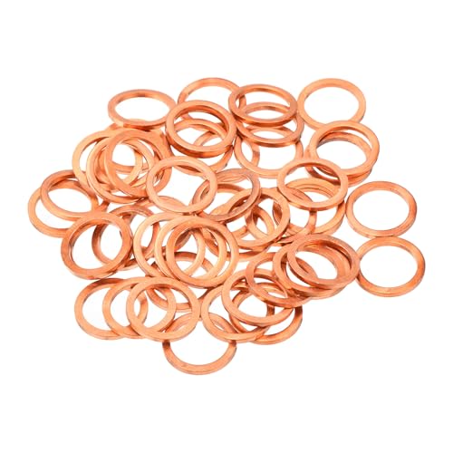 MECCANIXITY 52 Pcs Flat Copper Washers, 12x16x1.5mm Copper Upgraded Flat Metric Sealing Crush Ring Washers for Hydraulic Fittings Screw Bolt Nut Electronic Repair - size: 12x16x1.5mm