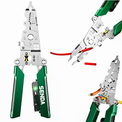 18 in 1 Foldable Wire Stripper with Electricity Measurement Function & Dual Alarms Multifunctional Professional Electrician's Pliers Cable Stripping Pliers for Cutting, Stripping and Crimping Tool - size: Wire Stripper 8"