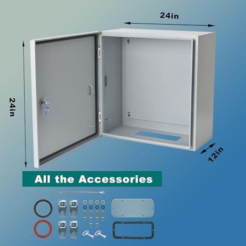 Waterproof Electrical Enclosure 24 x 24 x 12 inches, Outdoor Electrical Box Weatherproof, Electrical Junction Box with Reinforced Lock - size: 24 x 24 x 12''