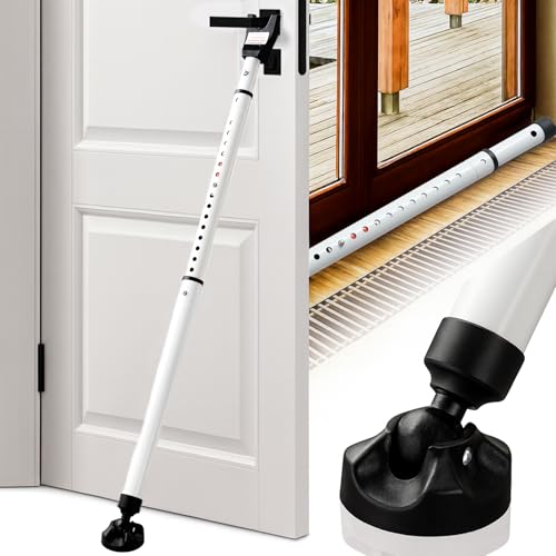 Door Security Bar, 18"-46" Adjustable Door Jammer with Large Anti-Slip Rotating Base, 1.3" Heavy Duty Steel Door Brace for Hinged Doors, Sliding Glass Patio Doors, Home, Apartment & Hotel