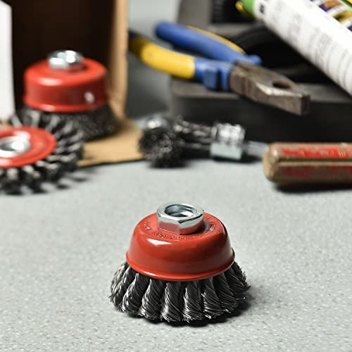 AAIN10Pack Wire Cup Brush, 3in Wire Wheel Brush for 4-1/2" Angle Grinder - size: 10 pack, style: 3 Inch Knotted Cup Brush