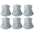 6 Pieces Summer Face Cover Scarf Mens Neck Gaiter For Men Women UV Protection Face Breathable Sun Protection Cycling Running - color: Grey(6-pack)