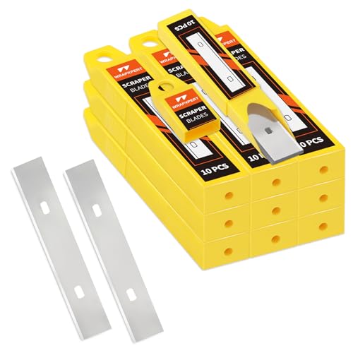 WRAPXPERT Scraper Blade 4 inch 100pcs Replacement Razor Blades for Cleaning Glass Wall Windows Stove