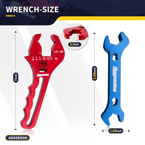 3AN-20AN AN Fitting Wrench AN Fitting Tool for AN Hose Fitting Assembly Adjustable Lightweight Aluminum Red With Double-ended AN Wrench 6AN Socket-AN8 B-nut Blue - color: Red, size: 3AN-20AN