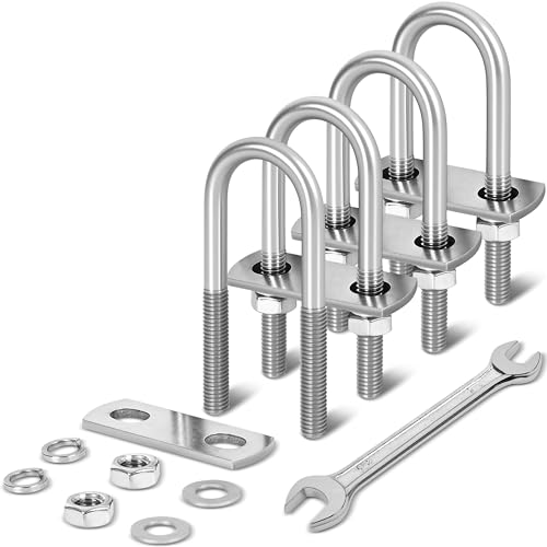 4 Sets M8 U Bolts 1-1/2 Inch Wide, 5/16" x 1-1/2"W x 3-1/2"L - size: M8 x 40mm x 97mm