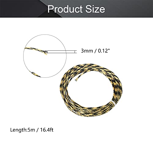 Othmro 5m/16.4ft PET Expandable Braid Cable Sleeving Flexible Wire Mesh Sleeve Black Yellow,for Power Cord Audio Video Cables Protecting from Pets Chewing - color: Black, size: 3mmx5m