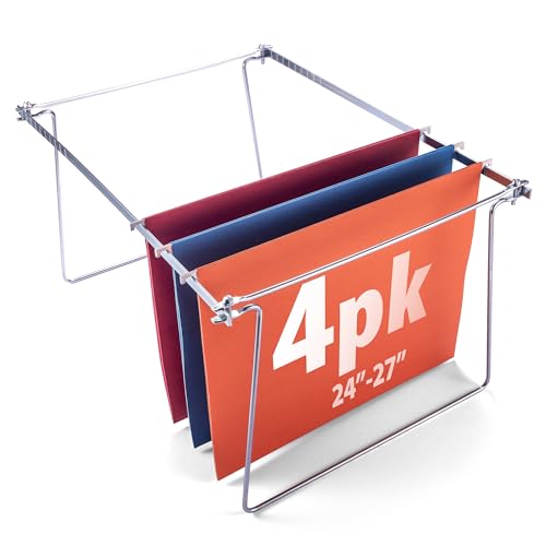 Officemate Hanging File Frame, Letter Size (Fits 24″–27″), Adjustable Heavy-Duty Steel File Drawer Organizer for Desks, Cabinets & Shelves, Set of 4 (91965) - size: 4-Pack