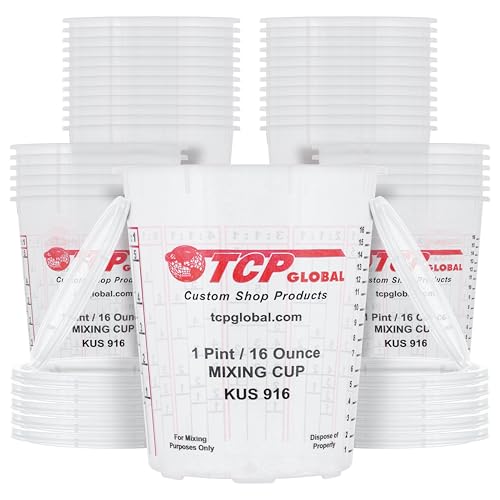 Custom Shop Paint Mixing Cups, 16-Ounce, Box of 36, Plastic Measuring Cups - color: Cups - Pack of 36 + 12 Lids