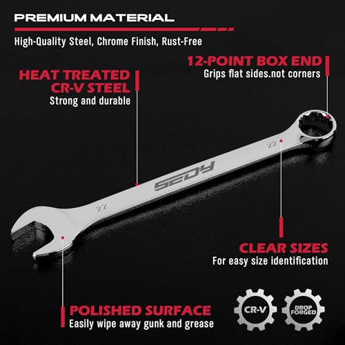 30-Piece Combination Wrench Set - Open End Wrench Set with Organizer Professional 12 Point Wrench Kit Tool for Mechanic Garages Workshops 1/4'' to 1'' & 8-22mm - style: 30-Piece Combination (SAE & Metric)