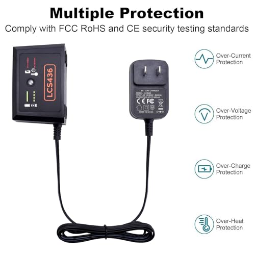 40V Battery Charger LCS436 Compatible with Black and Decker 36V and 40V Max Lithium Battery, Compatible with Black & Decker 40 Volt Charger for LBX2040 LBX1540 LBX2540 LBXR36 LBXR2036