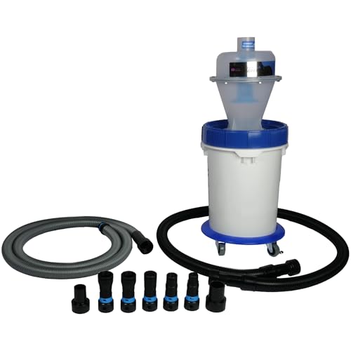 Cen-Tec Systems Assembled Quick Click Dust Separator and 5 Gallon Locking Collection Bin with Caster Dolly and Power Tool Adapter Set with 10 Ft. Hose - size: 10 Ft. Hose