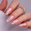 CurvLife Long Almond Floral Press On Nails, Soft Daisy, Soft Gel - color: Soft Daisy