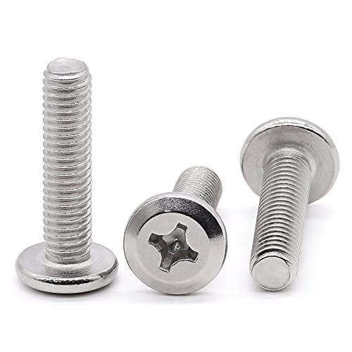 Glvaner (50 pcs) M5-0.8 x 20mm Binding Screws, Flat Round Head Phillips Drive Machine Screw 304 Stainless Steel 18-8 Full Thread, Furniture Screw Connection Bolt Screw - size: M5-0.8 x 20mm