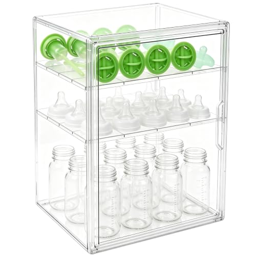 ERTIUANIO Baby Bottle Organizer for Countertop Cabinet Storage - size: Large, style: 3-Tier Single-Door