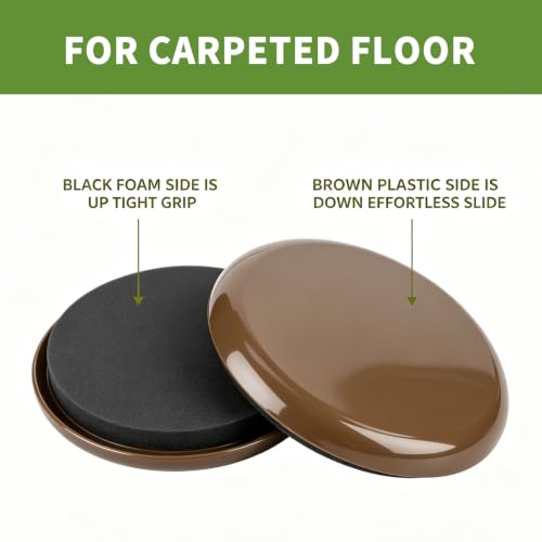 Yelanon Furniture Sliders 20 Pcs 2.5" Round Brown for Carpet - size: 20pcs 2.5” Round Brown