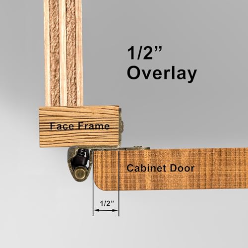Antique Brass Kitchen Cabinet Hinges, 1/2” Overlay, 4 Pack - color: Antique Brass