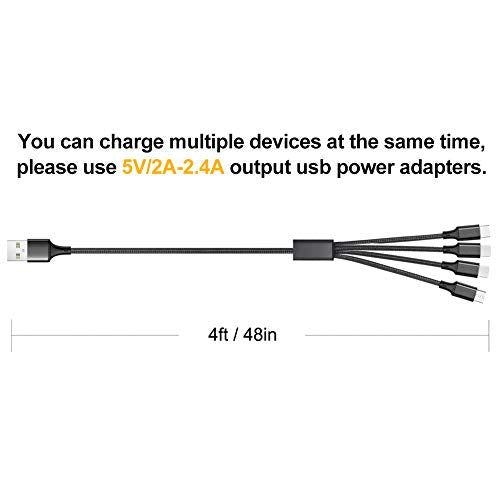Multi Charging Cable, 2Pack 4FT 4 in 1 Charging Cable for Multiple Devices - color: Black