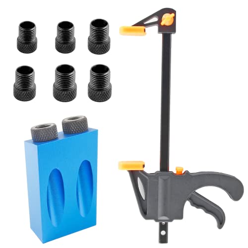 Bonsicoky 8 Pcs Pocket Hole Jig Kit, 15 Degree Woodworking Inclined - size: 8 Pcs Set