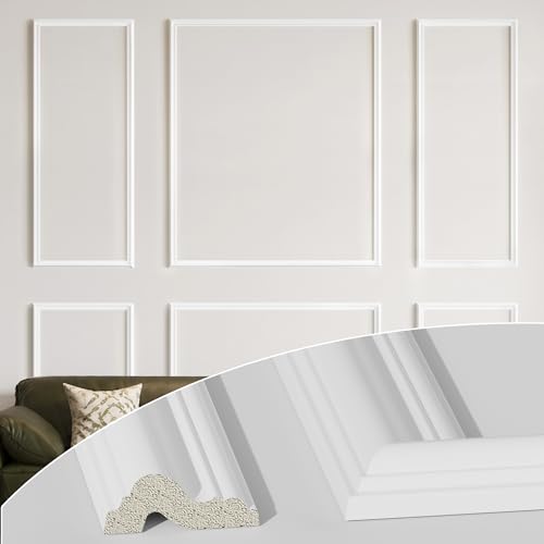 SMARTSTANDARD Precut Wall Molding Kit, Ready to Assemble, 6 Frames, Style1 - color: White: 6 Frames, Style1