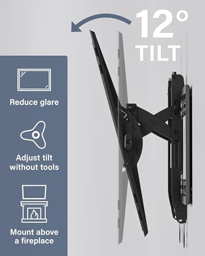 SANUS Tilting TV Wall Mount for 46" - 90” TVs or 150lbs - Premium Tilt Mount w/Universal Fit - Smooth 5.7" Extension Allows for Cable Management - Includes Hardware & Drill Template for Easy Install
