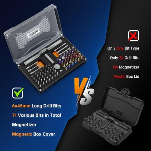 FIDECO 74 in 1 Magnetic Ratchet Screwdriver Set for Father's Day, Multi Bit DIY T Handle Screwdriver Set with Storage Case for Computer, Cellphone, Watch, Eyeglass, Bicycle, Furniture