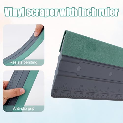 Felt Squeegee, Vinyl Squeegee Tool with Scale Ruler Car Wrapping Decal Squeegee Window Tint Scraper for Car Wallpaper Wrap Graphic Wallpaper Smoothing Window Tint Film (Large)