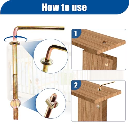 Taiss Crib Screws M6x40mm/ 50mm/60mm/70mm/80mm 16 Set Baby Bed Crib Screws Hardware Replacement Kit,Bed Frame Bolts,Baby Crib Parts Hex Socket Cap Screws and Barrel Nuts/Wrenches for Beds Furniture - color: Bronze